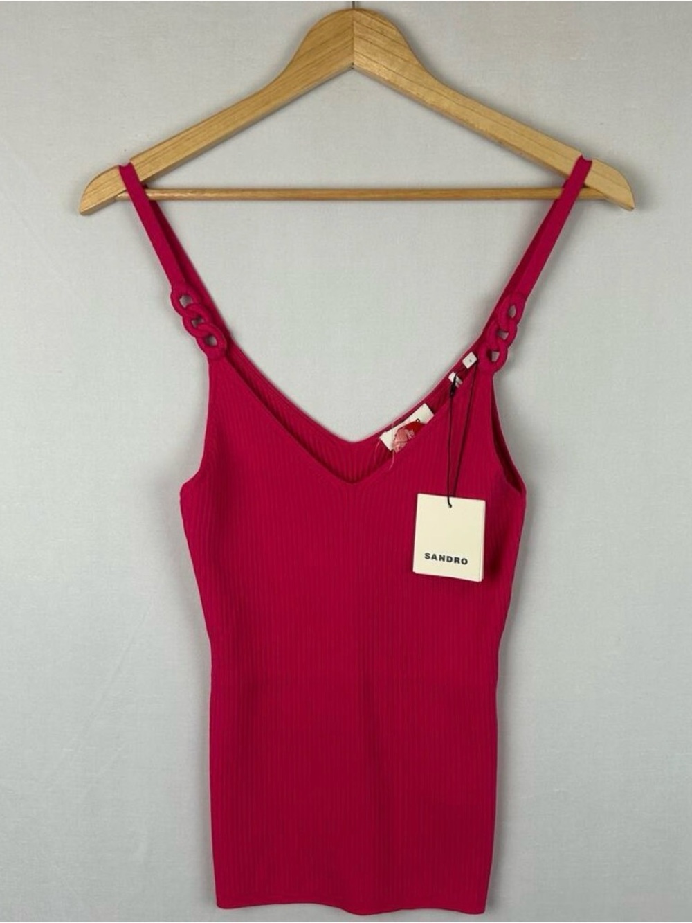 Sandro Logan Sleeveless Sweater Tank Top Malabar Pink V Neck Women's Size 2